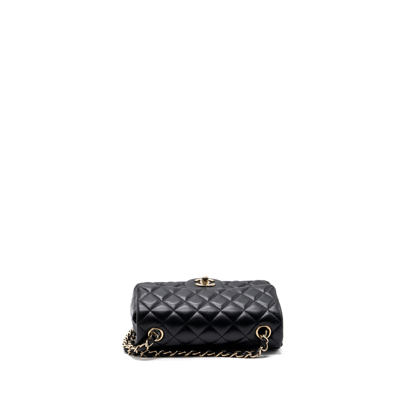 CHANEL MINI RECTANGULAR FLAP BAG LAMBSKIN BLACK LGHW (MICROCHIP)