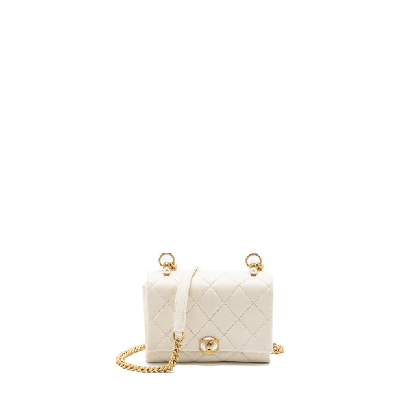 Chanel quilted mini flap bag Calfskin white GHW