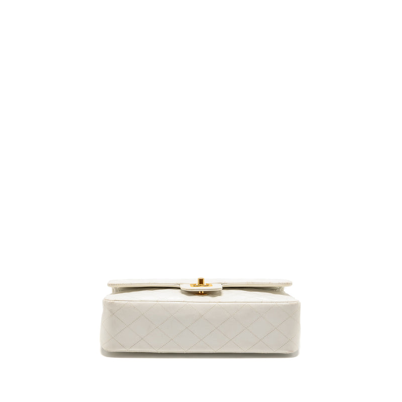 Chanel Vintage Medium Classic Double Flap Bag White Lambskin GHW