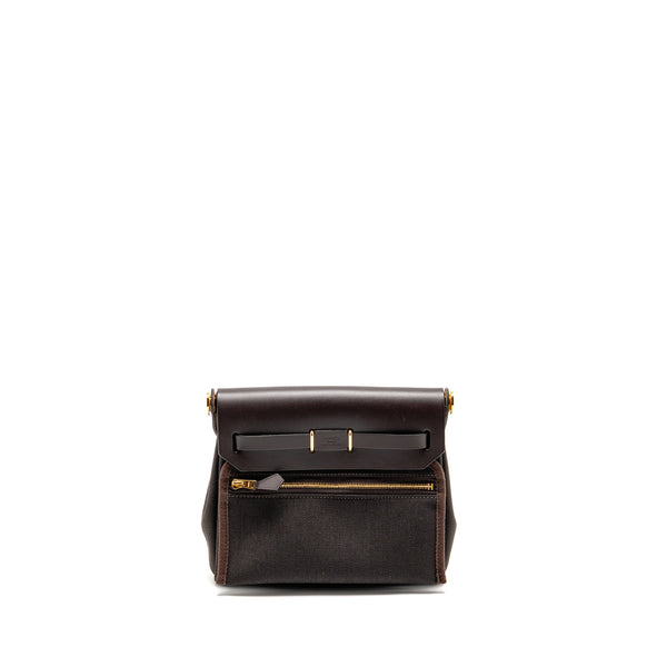Hermes herbag mini canvas/hunter Leather Ebene GHW Stamp W