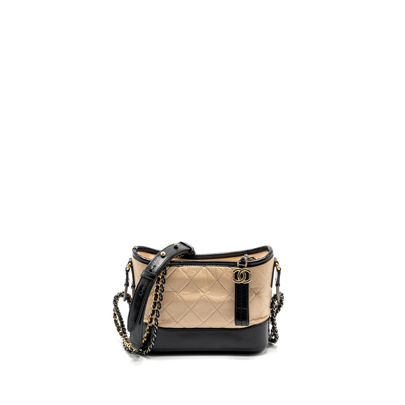 Chanel Small Gabrielle Hobo Bag Calfskin Beige Multicolour Hardware