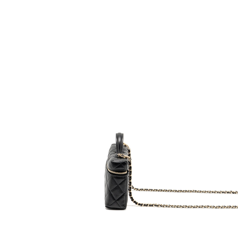 Chanel 25p CC top handle vanity with chain caviar black LGHW(microchip)