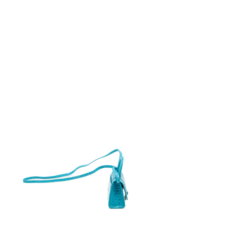 Balenciaga Mini Hourglass embossed calfskin blue SHW