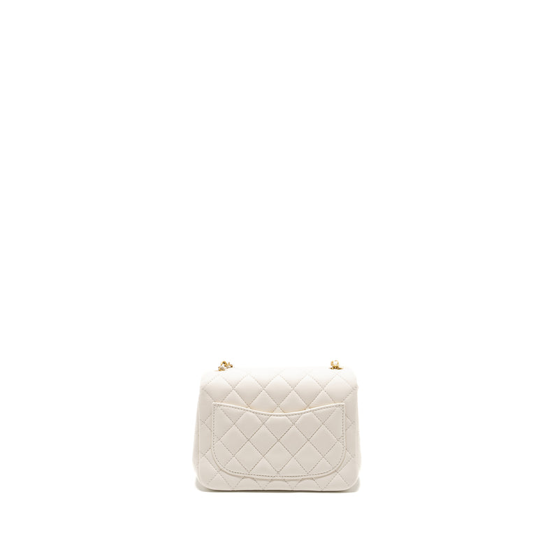 Chanel Pearl Crush Mini Square Lambskin White GHW (microchip)