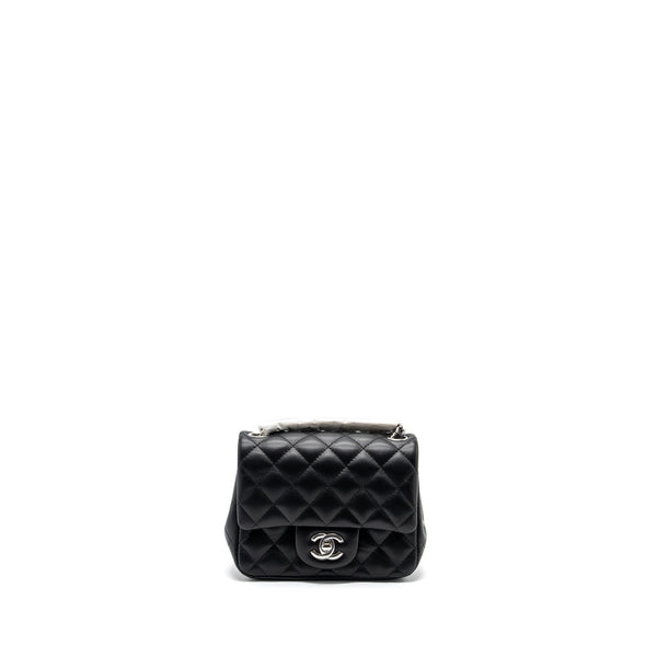Chanel mini square flap bag lambskin Black SHW (microchip)