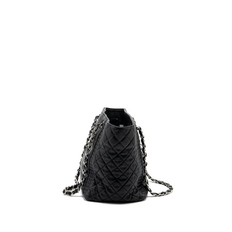 Chanel CC logo shopping tote bag lambskin black SHW