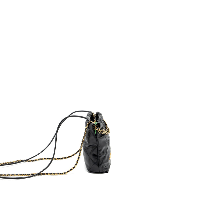 Chanel Mini 22 Bag Shiny Calfskin Black GHW (Microchip)