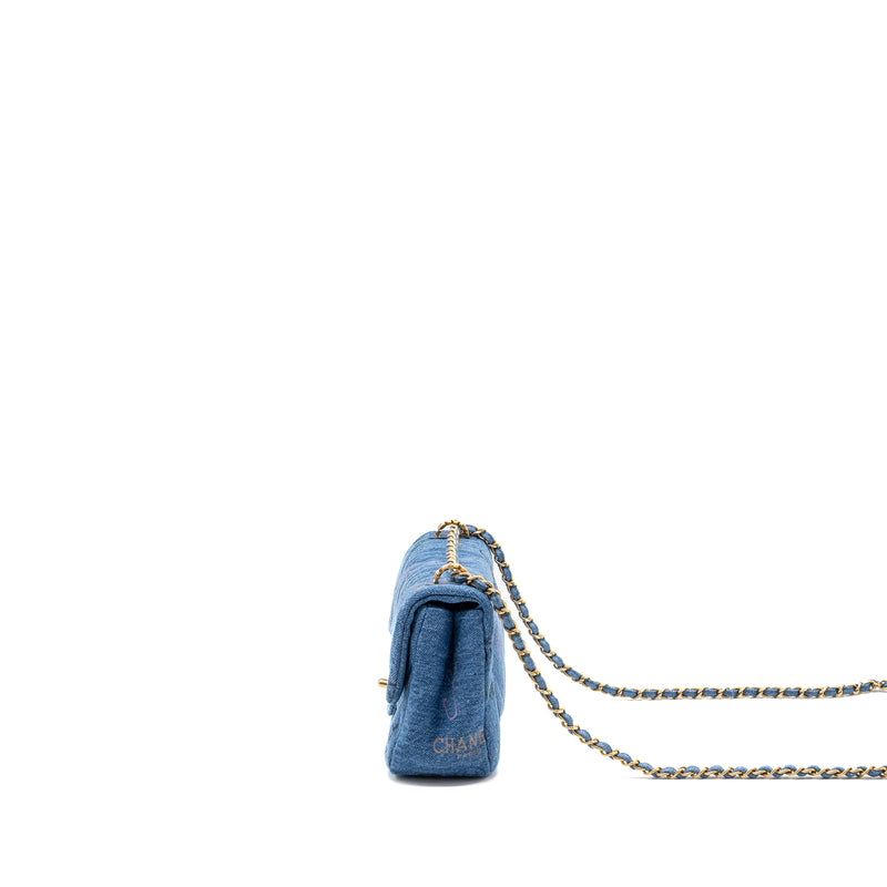 Chanel 22P small flap bag denim Blue GHW (microchip)