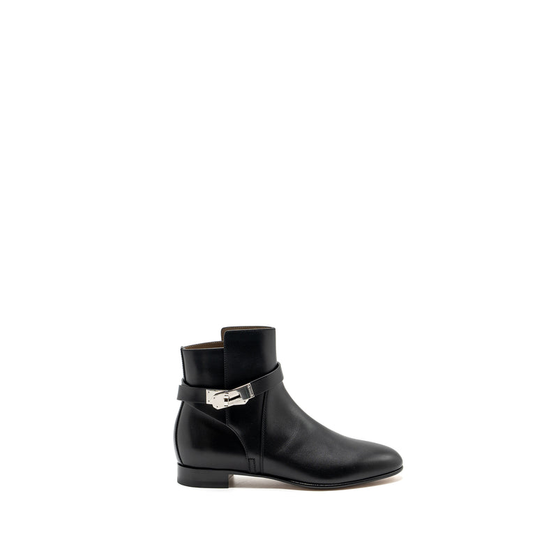 Hermes Size 37 Neo Ankle Boots Calfskin Black SHW