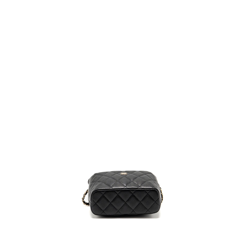 Chanel Quilted Hobo Bag with Chain Caviar Black LGHW (Microchip)