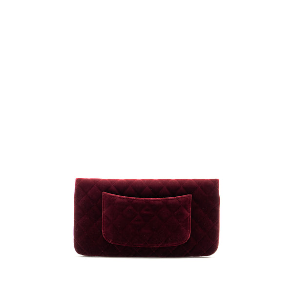 Chanel Folding Clutch Bag Velvet/Lambskin Burgundy LGHW