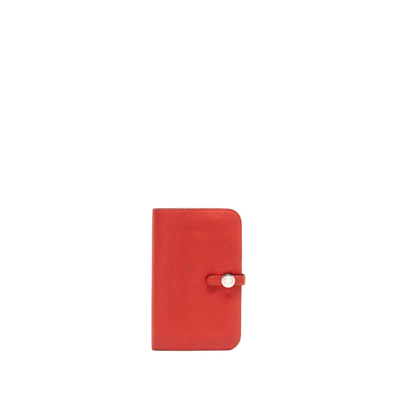 Hermes Dogan Compact Wallet Togo Red SHW Stamp T