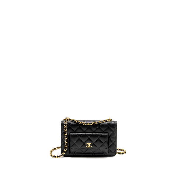 Chanel flap wallet with chain caviar black GHW (microchip)