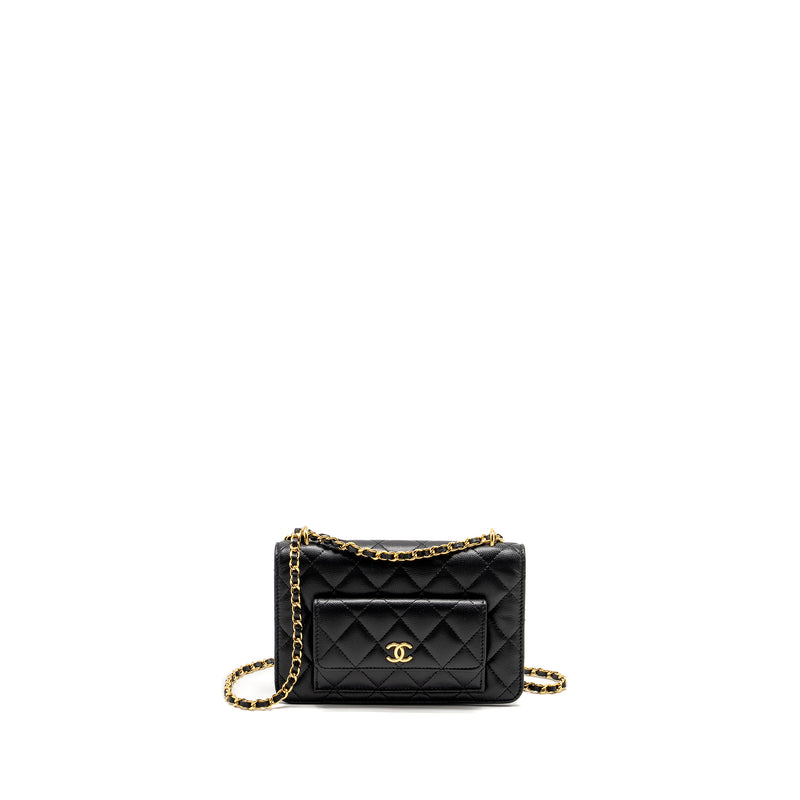 Chanel flap wallet with chain caviar black GHW (microchip)