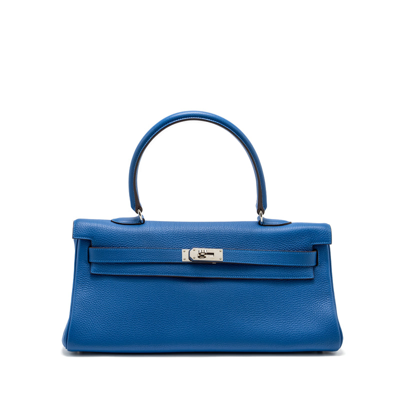 Hermes Shoulder Kelly Clemence Blue SHW Stamp Square O