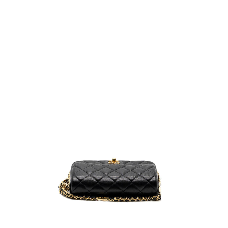 Chanel 23C flap bag with cc logo chain caviar black GHW (microchip)
