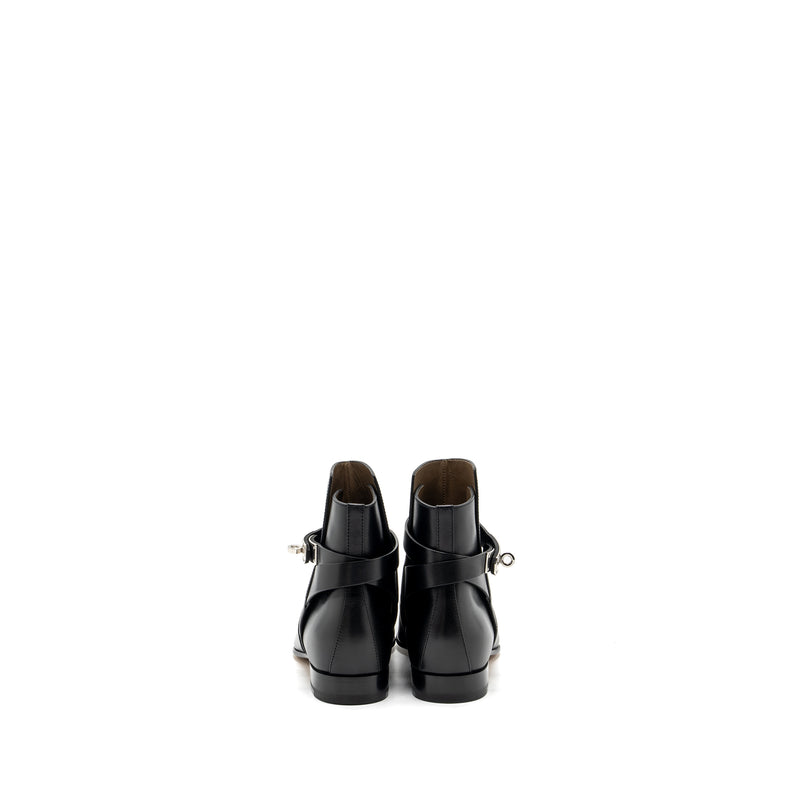 Hermes Size 37 Neo Ankle Boots Calfskin Black SHW