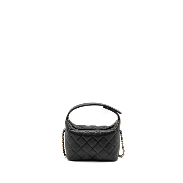 Chanel Quilted Hobo Bag with Chain Caviar Black LGHW (Microchip)