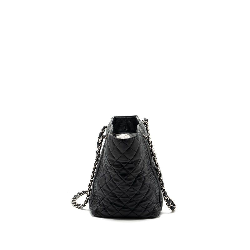 Chanel CC logo shopping tote bag lambskin black SHW