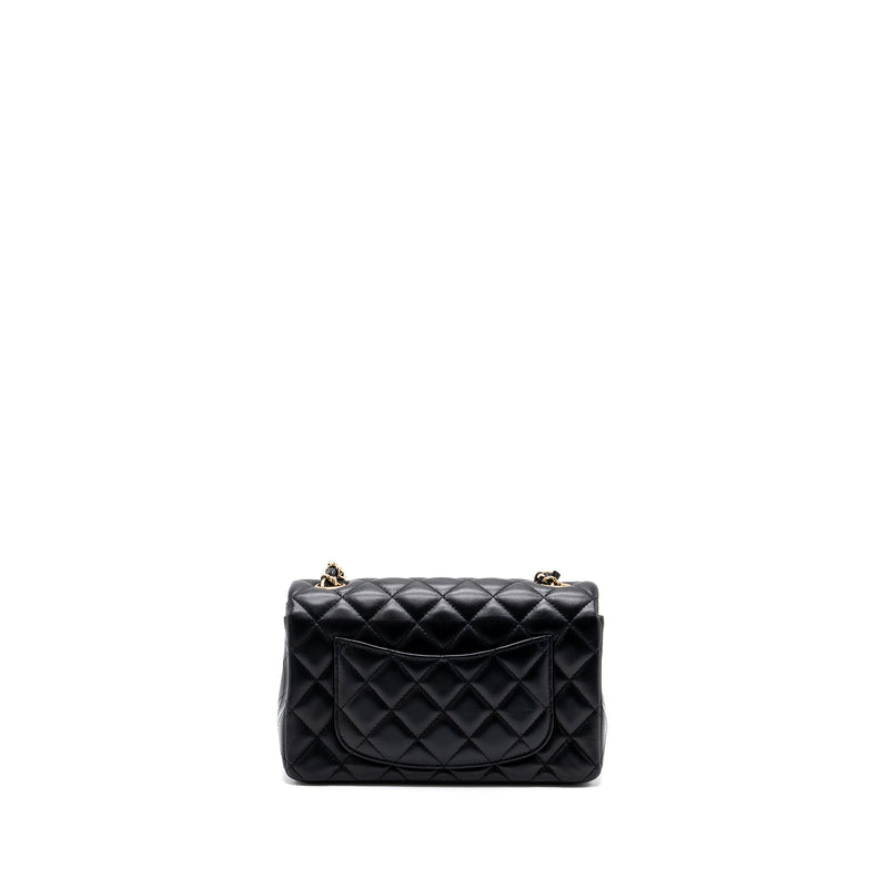 CHANEL MINI RECTANGULAR FLAP BAG LAMBSKIN BLACK LGHW (MICROCHIP)