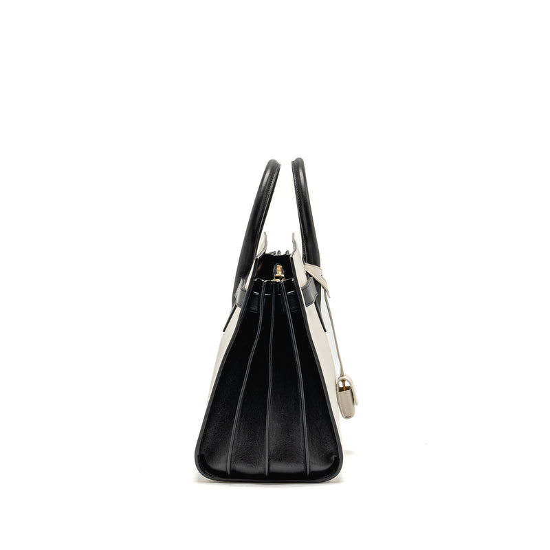 Saint Laurent /YSL Small Sac de Jour Tote Bag Calfskin White / Black GHW