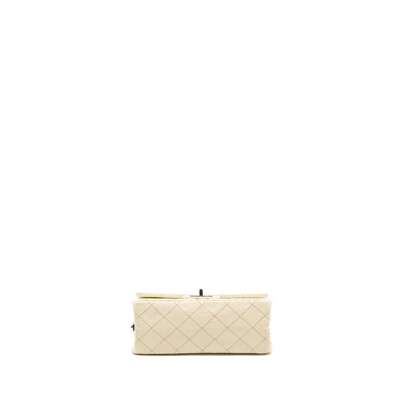 Chanel Mini 2.55 Reissue Flap Bag Aged Calfskin Creamy White With Ruthenium Hardware