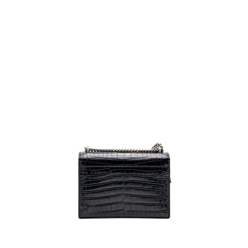 Saint Laurent/YSL Sunset Bag Crocodile-Embossed Black SHW