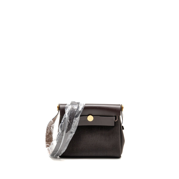 Hermes herbag mini canvas/hunter Leather Ebene GHW Stamp W