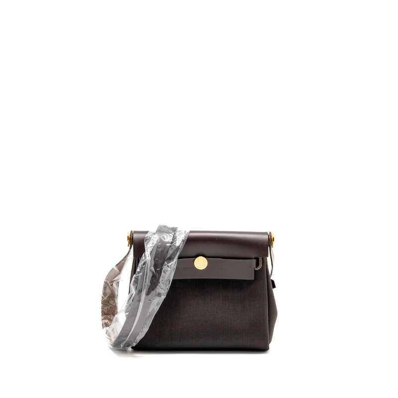 Hermes herbag mini canvas/hunter Leather Ebene GHW Stamp W
