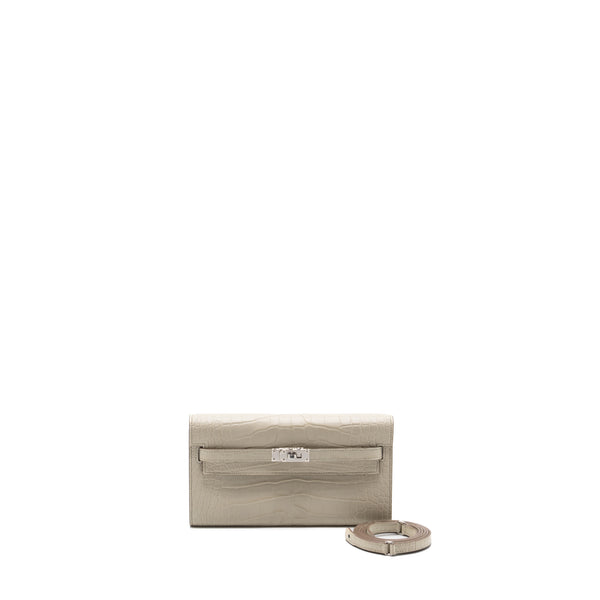 Hermes classic kelly to go alligator mississippiensis 8L beton SHW stamp U