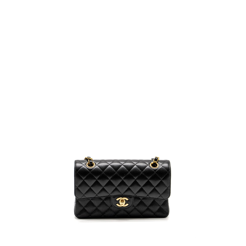 Chanel Small Classic Double FLAP BAG Caviar Black GHW (Microchip)