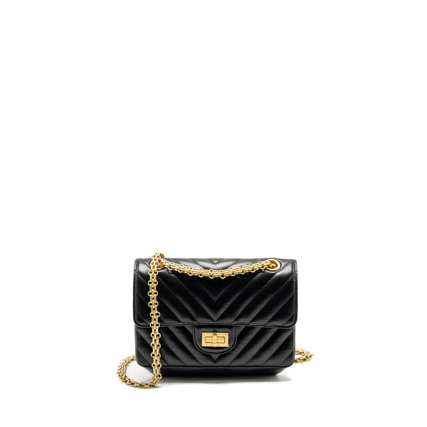 Chanel Mini 2.55 Reissue Chevron Calfskin Black GHW (Microchip)