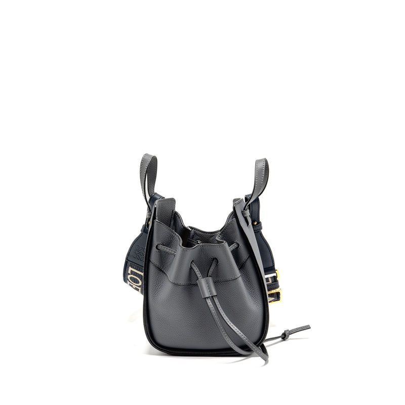 Loewe Mini Hammock Drawstring Bag Grained Calfskin Grey GHW