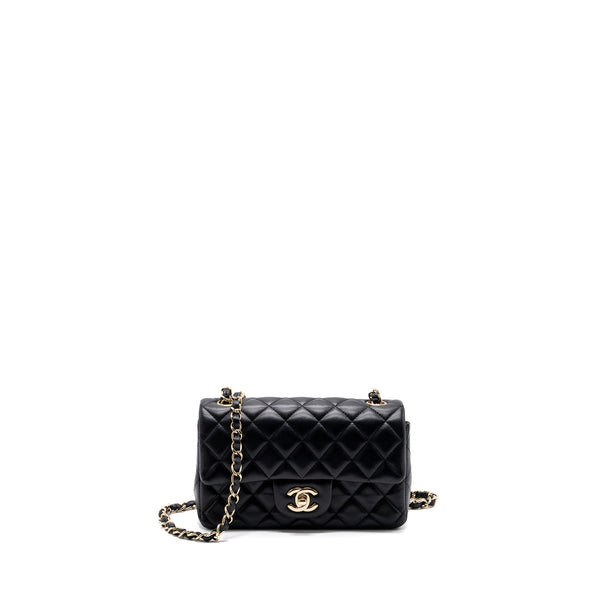 CHANEL MINI RECTANGULAR FLAP BAG LAMBSKIN BLACK GHW (MICROCHIP)