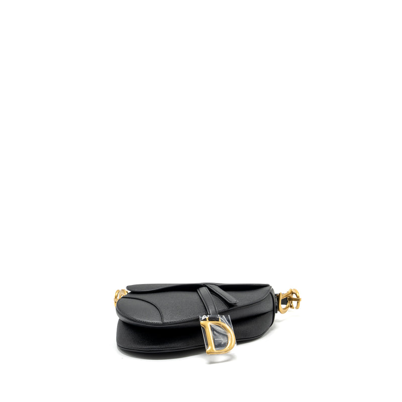 Dior Medium Saddle Bag with Strap Calfskin Black GHW