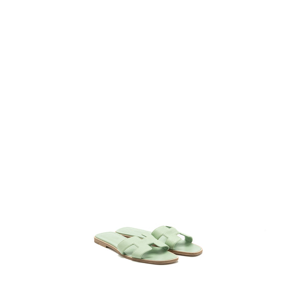 Hermes Size 38 Oran Sandal Epsom Vert Jade