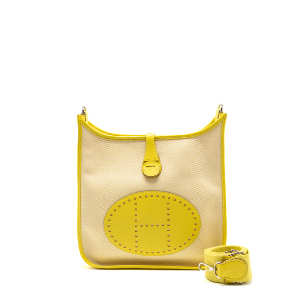 Hermes Evelyne 29 Bag Canvas/Clemence Ecru-Citron/Lime SHW Stamp Y