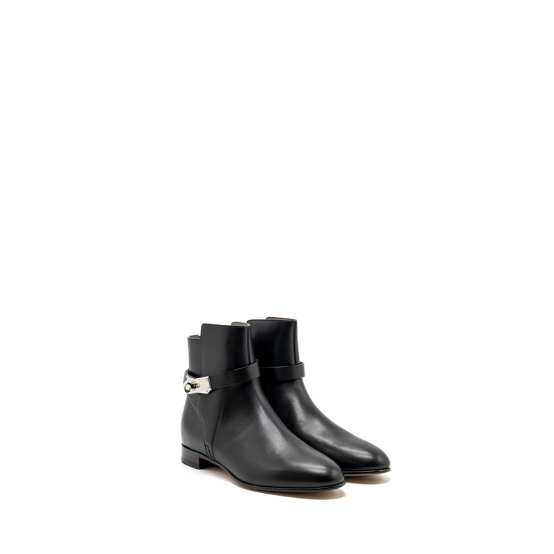 Hermes Size 37 Neo Ankle Boots Calfskin Black SHW