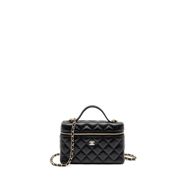 Chanel 25p CC top handle vanity with chain caviar black LGHW (microchip)