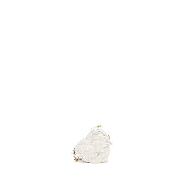 Chanel 22S Small Heart Bag Lambskin White LGHW