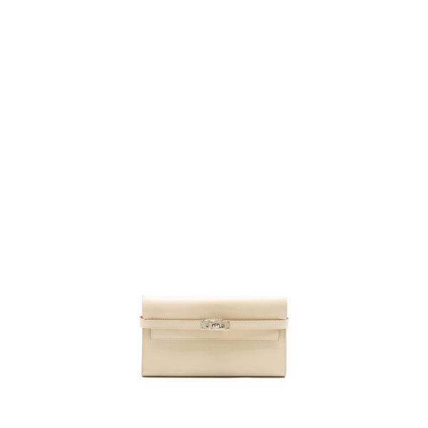 Hermes Kelly Long Wallet Epsom Craie SHW Stamp A