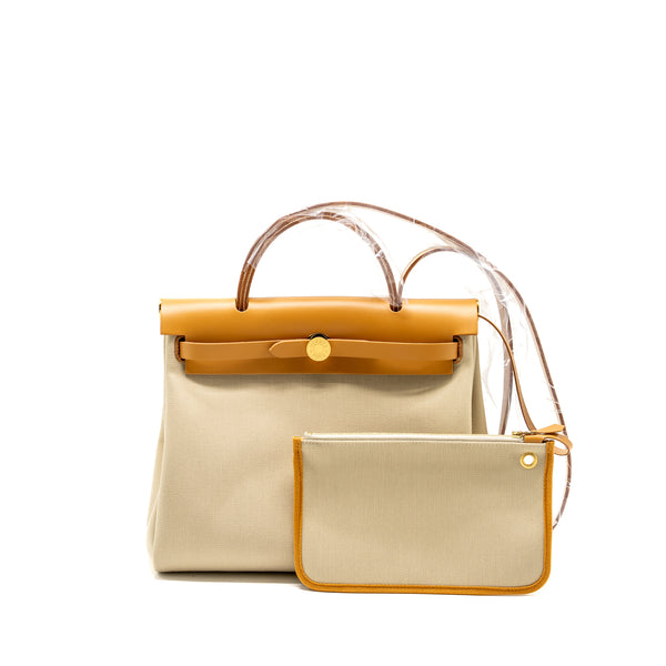 Hermes Herbag 31 zip bag canvas / hunter beton / natural sable GHW stamp U