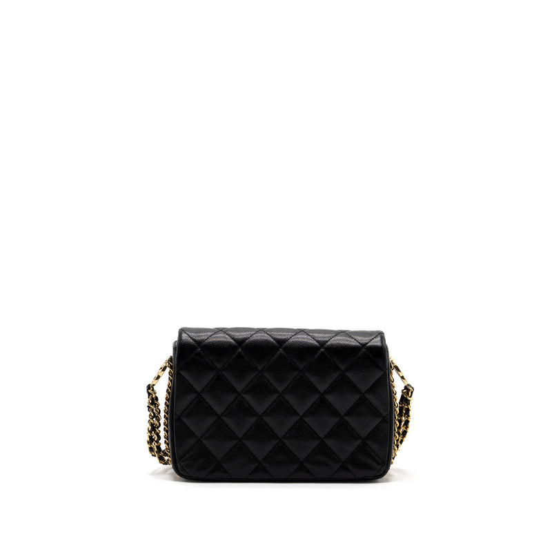 Chanel 23C flap bag with cc logo chain caviar black GHW (microchip)