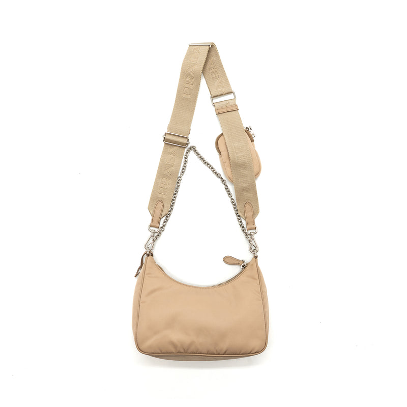 Prada Re-edition 2005 Shoulder Bag Re-Nylon Beige SHW