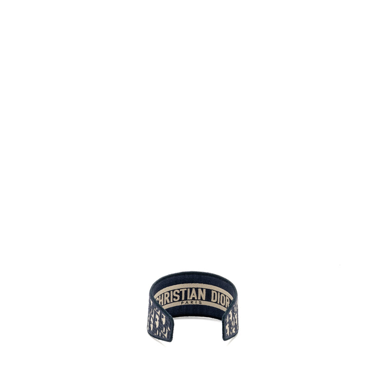Dior Hair Band Blue Oblique Embroidery