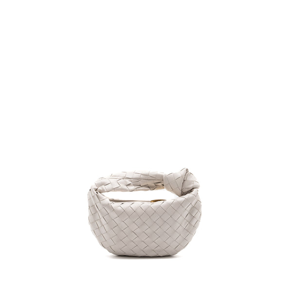 Bottega Veneta Mini Jodie Lambskin Chalk GHW
