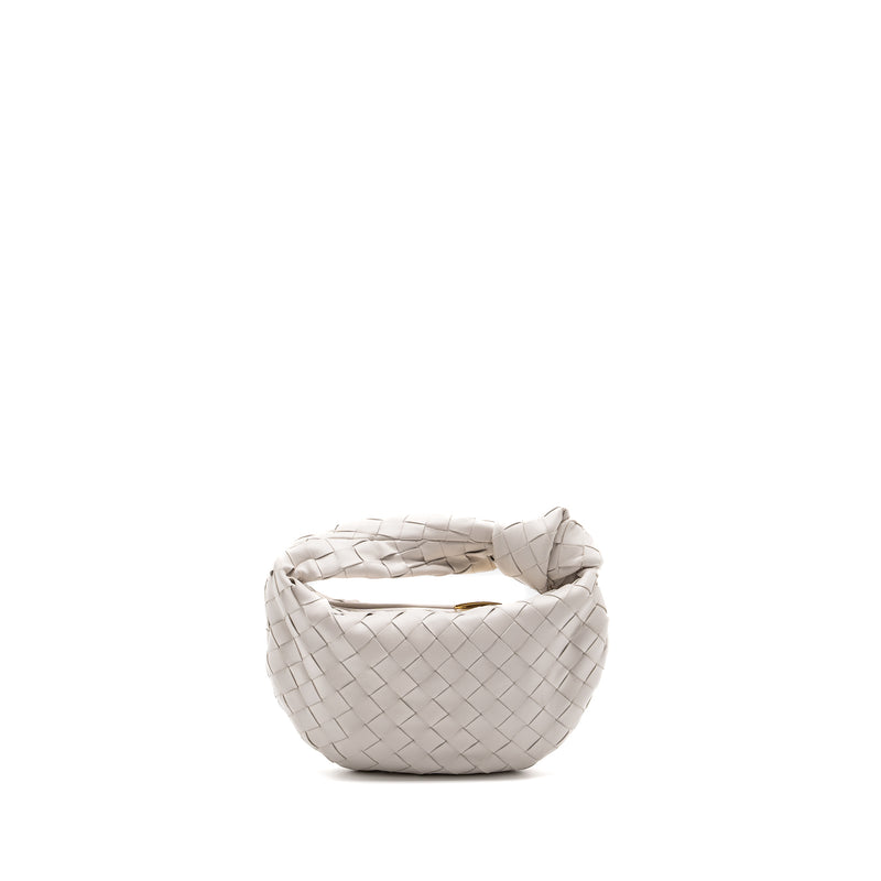 Bottega Veneta Mini Jodie Lambskin Chalk GHW