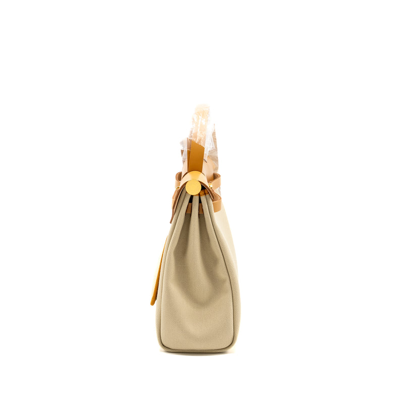 Hermes Herbag 31 zip bag canvas / hunter beton / natural sable GHW stamp U