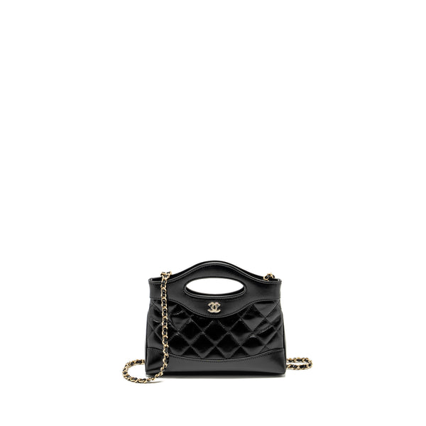 Chanel Mini 31 Clutch with Chain Shiny Lambskin Black LGHW (Microchip)