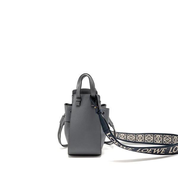 Loewe Mini Hammock Drawstring Bag Grained Calfskin Grey GHW